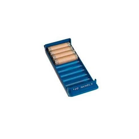 Global Equipment MMF 212080508 Porta-Count Coin Tray, For $20 Nickels, 3-3/4" x 10-1/2" x 1-5/8", Blue 212080508